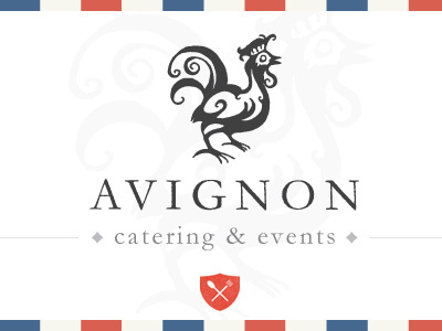 French Catering brand catering events french illustration logo mailchimp mark pretend rooster