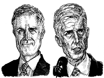 Sketchbook: Neil Gorsuch x2 editorial illustration illustration neil gorsuch pen and ink politics portrait sketch sketchbook