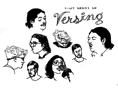 Sketchbook: Tiny Heads Of Versing band editorial illustration illustration music pen and ink portrait seattle sketch sketchbook versing