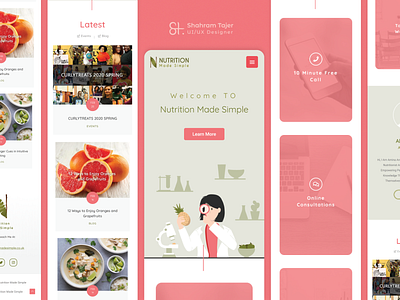 Nutrition & Healthy Blog Mobile UI app design illustration minimal mobile ui ux