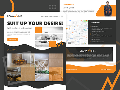 Rovamine Landing Page company design illustration illustrator minimal orange service ui ux web