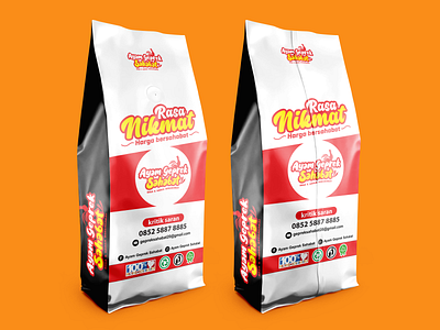 packaging logo design "Ayam Geprek Sahabat" chicken design food food and drink logo package design packaging red vector
