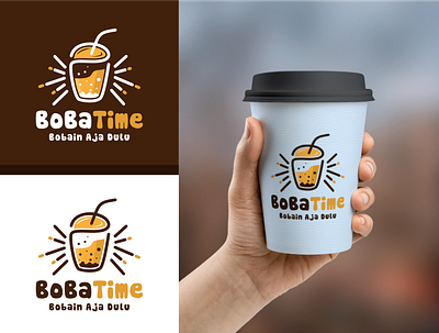 BoBaTime boba bubble coffee coffee cup coffeeshop cup drink logo mucha tea