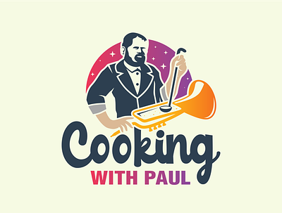 Cooking With Paul character chef cook cooking logo logo design man mascot people saxophone stars tuba