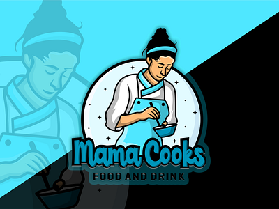 Mama Cooks chef cook cooking cute drink food girls logo logo design mama moms people