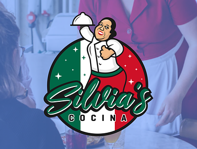 Silvia's Cocina character chef design drink flag food logo mascot mexican food mexico people vector