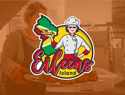 Eileens Island cake chef design designer drink flag guyana food girl guyana island illustration logo mascot restaurant vector woman