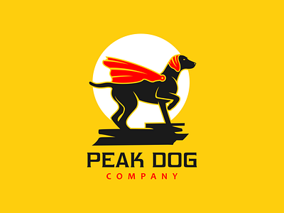 Peak Dog Company animal design dog heroes icon identity illustration landscape logo mountain peak pet sun superhero vector