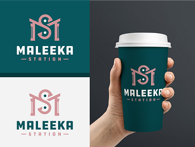 Maleka Station branding brandmark cup design designer drink fashion glass hot ice illustration little logo logos mascot monogram ms typography ux water