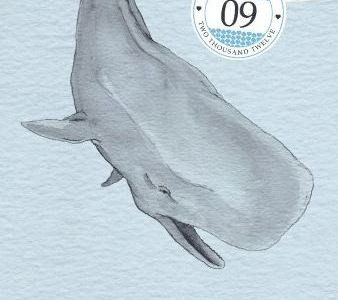 wedding whale design illustration inkwash invite