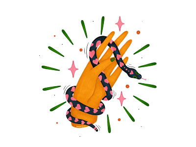 Magic illustration with hand and snake.