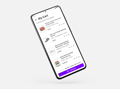 Daily UI 58 | Shopping Cart | Mobile | Android | App android app cart checkout clean daily ui ecommerce material design minimal mobile mobile app purple shopping shopping app shopping cart ux ux design