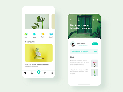 Plant-app app botany experience flower green icon ios design iphonex plant ui