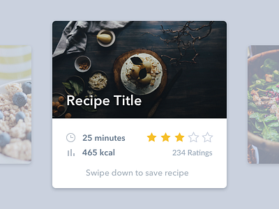 Recipe cards clean rating recipe simple tile
