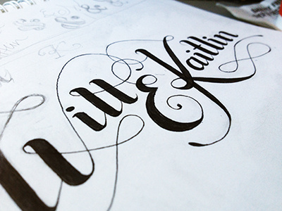 Will & Kaitlin Lettering Sketch lettering pen pencil typography sketch wedding