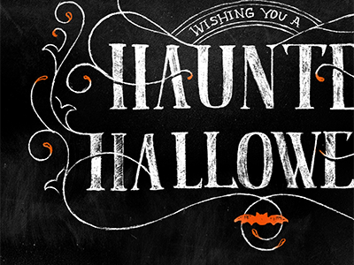 Wishing you a Haunted Halloween bat black halloween haunted lettering orange pencil serif sketch