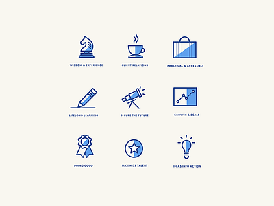 Unused Icons chart chess coffee icon set iconography icons light bulb pencil ribbon rook suitcase telescope