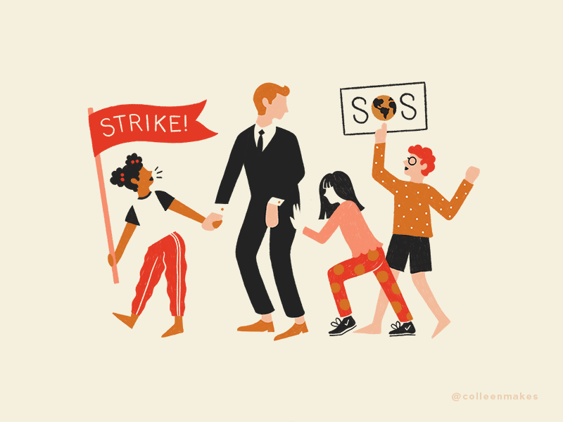 Youth Climate Strike GIF animation climate change gif girl illustration minimal pattern protest simple strike sustainability youth