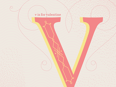 V is for Valentine detailing drop cap february heart illustrative lettering line art line work pink typography v valentine