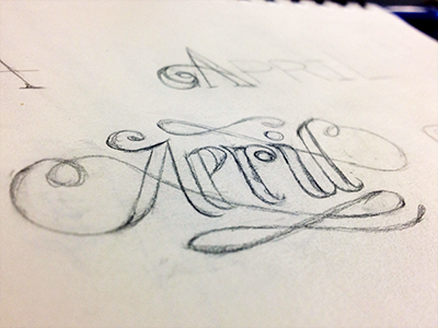 April Lettering Sketch april calendar card delicate lettering pencil sketch typography