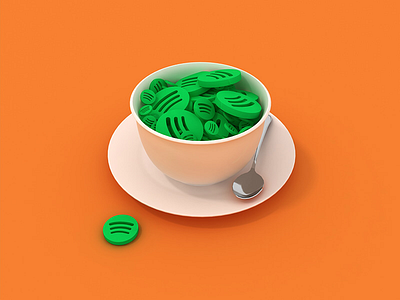 nothing better than a cup of coffee in the morning. 3dsmax c4d cinema4d coffee design designer green morning music orange spotify