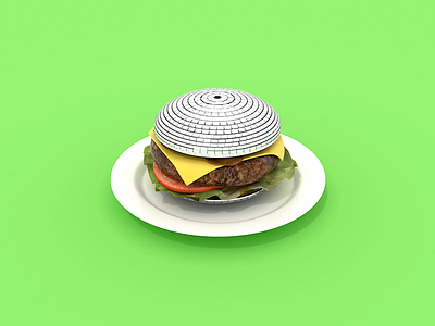 Disco cheese burger 3dsmax art branding burger c4d cinema4d design disco food modeling rendering