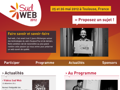 Sud Web 2012 conference event responsive site web design webdesign website