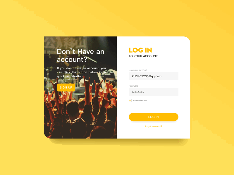 Login page design in log login