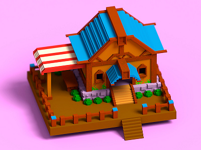 Small House 3d c4d design house pixel ui