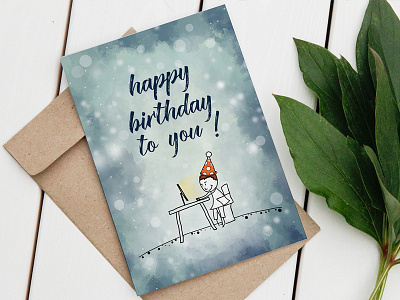 Happy Birthday Card - Doodle type birthday card cartoon corporate doodle greeting madansingh office paper print typography