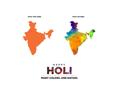 Happy Holi adonai art bjp coimbatore design happyholi holi illustration india madansingh minimal modi tamilnadu theadonai typography unity in diversity