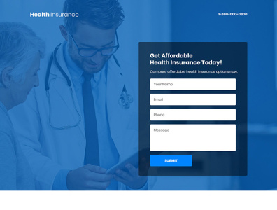 Health insuance landing page design