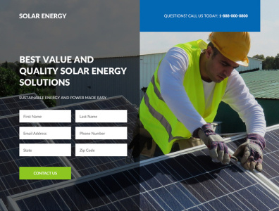 Solar energy lead capture landing page