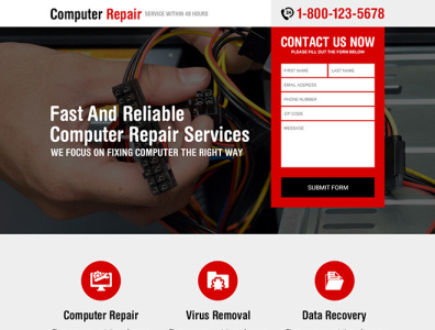 Computer repair service landing page