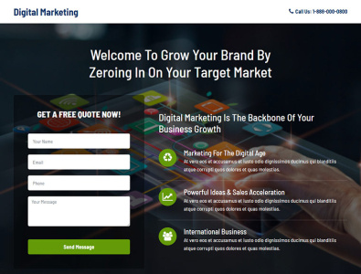 Digital marketing lead capture landing page