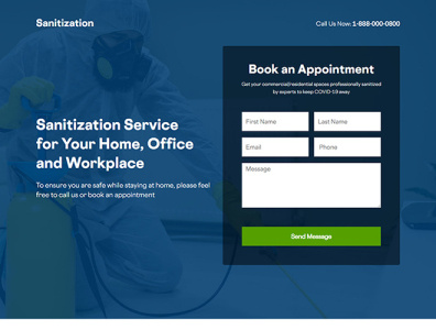 Sanitization service landing page