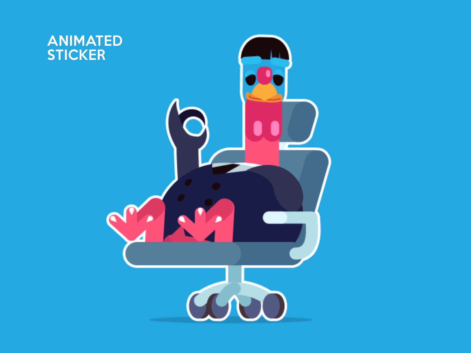 Okay Telegram Animated Stickers 2d animation animation armchair blue chair emoji flat gif office office design okay pink sticker sticker pack telegram tgs turkey