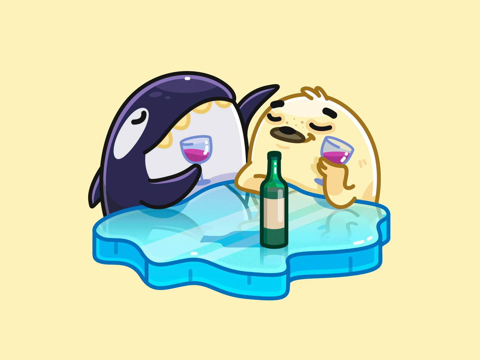 Polar Pup — Telegram Animated Sticker Pack 2d animation animation emoji gif killer whale sea seal sjon sticker sticker pack telegram wine