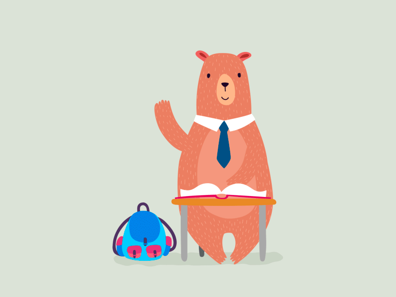 Bear 2d animation animation backpack bear bear illustration gif schoolboy