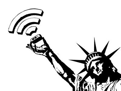 Statue of WiFi freedom internet router statue of liberty wifi