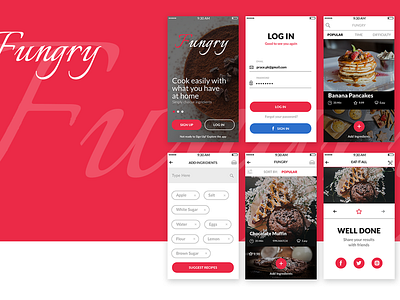 Fungry | Exploration Cooking Assistant App app chef clean design cooking app design desserts food and drink food app ios design minimal mobile app recipe app recipe book uiux