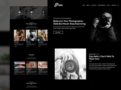 Prace Website Template - Final Design adobe photoshop camera clean clean design design landing page layout minimal photography photoshoot shoots website website design