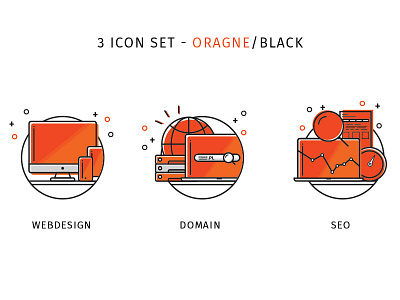 3 icon set - orange / black