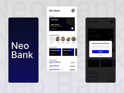 Neo Bank. | Mobile App UI Concept app design concept app finance app ui finance dashboard ui fintech app mobile banking mobile banking app mobile banking ui design neo banking neobank ui design