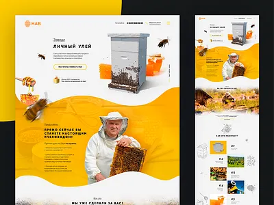 HAB bee farm beekeeping bees flowers hives honey honey bee honeycomb mead perga pollen uiux арт директор дизайн иллюстрация логотип творческий