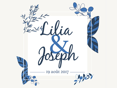 Lilia & Joseph Wedding - branding blue branch branding leaf leaflet olive stationary wedding