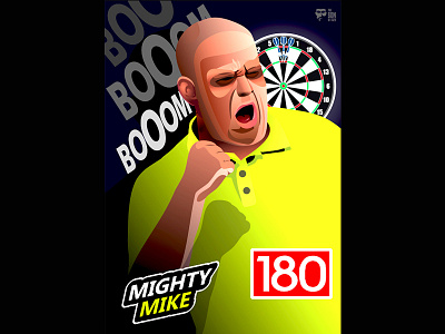 Mighty Mike darts legend portrait poster sports the son of toza van gerwen vector art