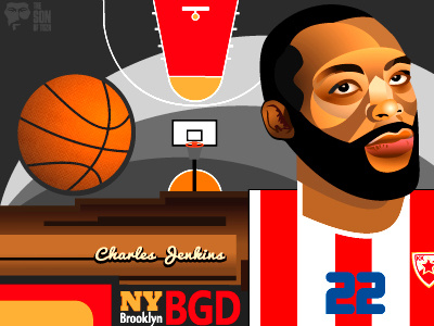 Charles Jenkins art basketball belgrade brooklyn new york portrait red star the son of toza vector