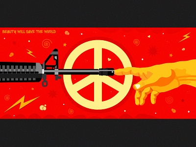 Peace dostoyevsky hand illustration machine gun michelangelo peace symbol the son of toza vector war