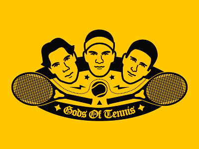 Gods Of Tennis illustration novak djokovic racket rafael nadal roger federer tennis the son of toza vector